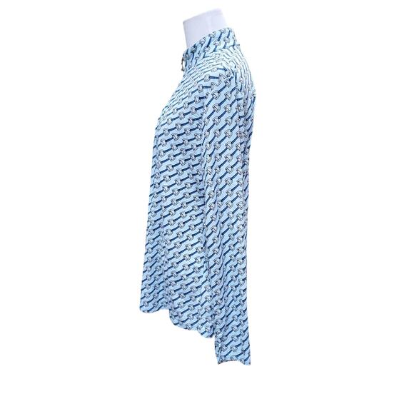 SanSoleil Blue Printed Top Long Sleeve 1/4 Zip Mock Neck UV 50 + Cooling Sz L - Picture 5 of 9